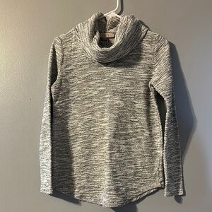 LOFT Gray Cowl Neck Sweater with Textured Knit Size Small